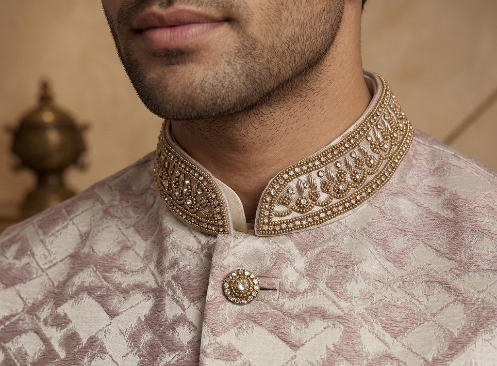 Mens Pink Indian Nehru Jacket