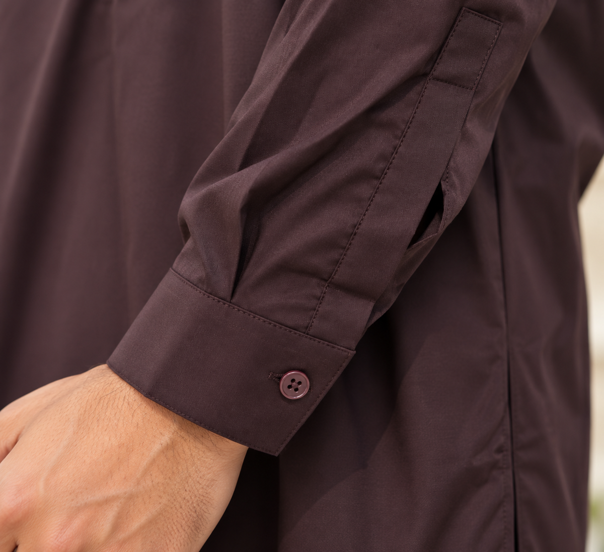 Men’s Plum Shalwar Kameez with Tonal Embroidery
