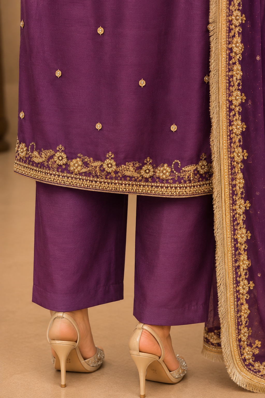purple ladies indian party wear dress