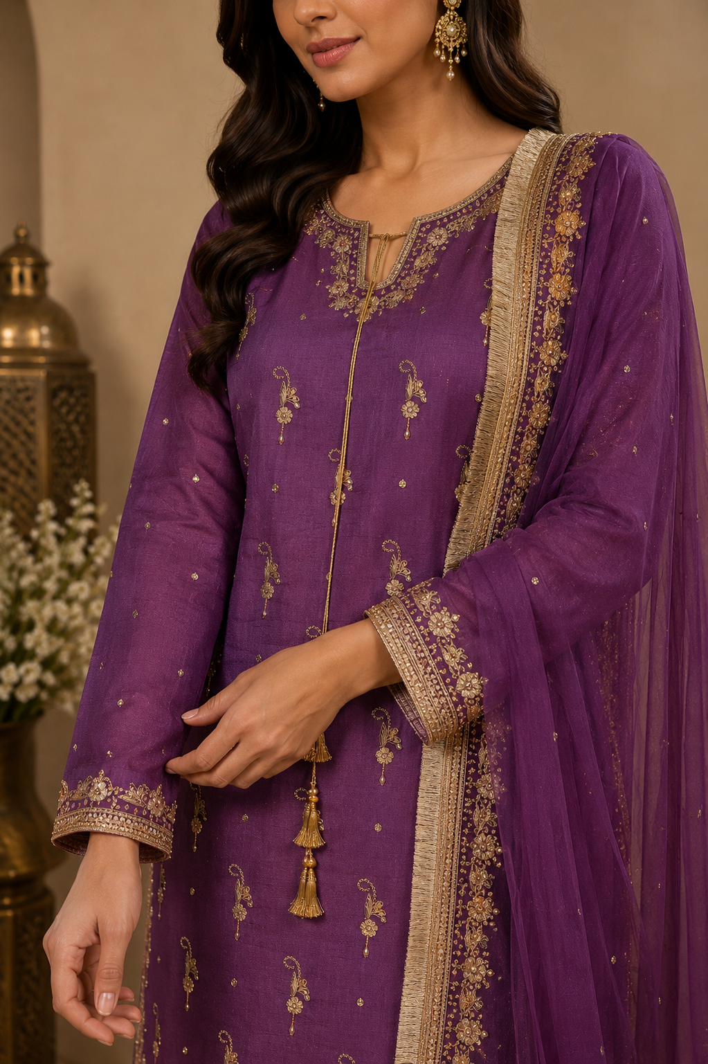 purple ladies indian party wear dress