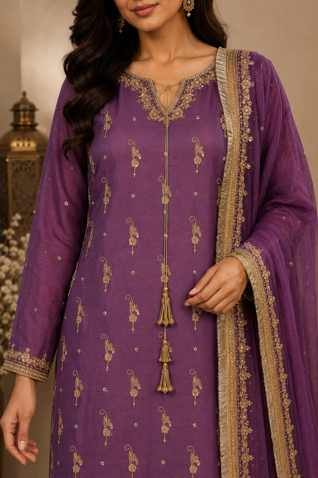 purple ladies indian party wear dress