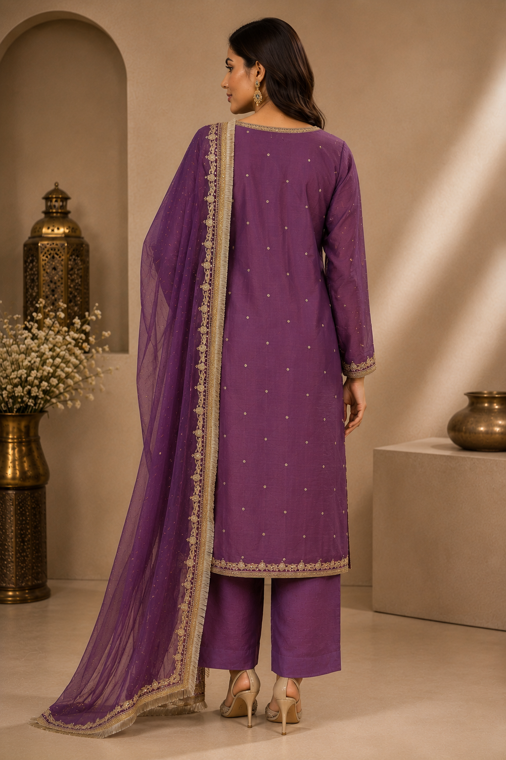purple ladies indian party wear dress