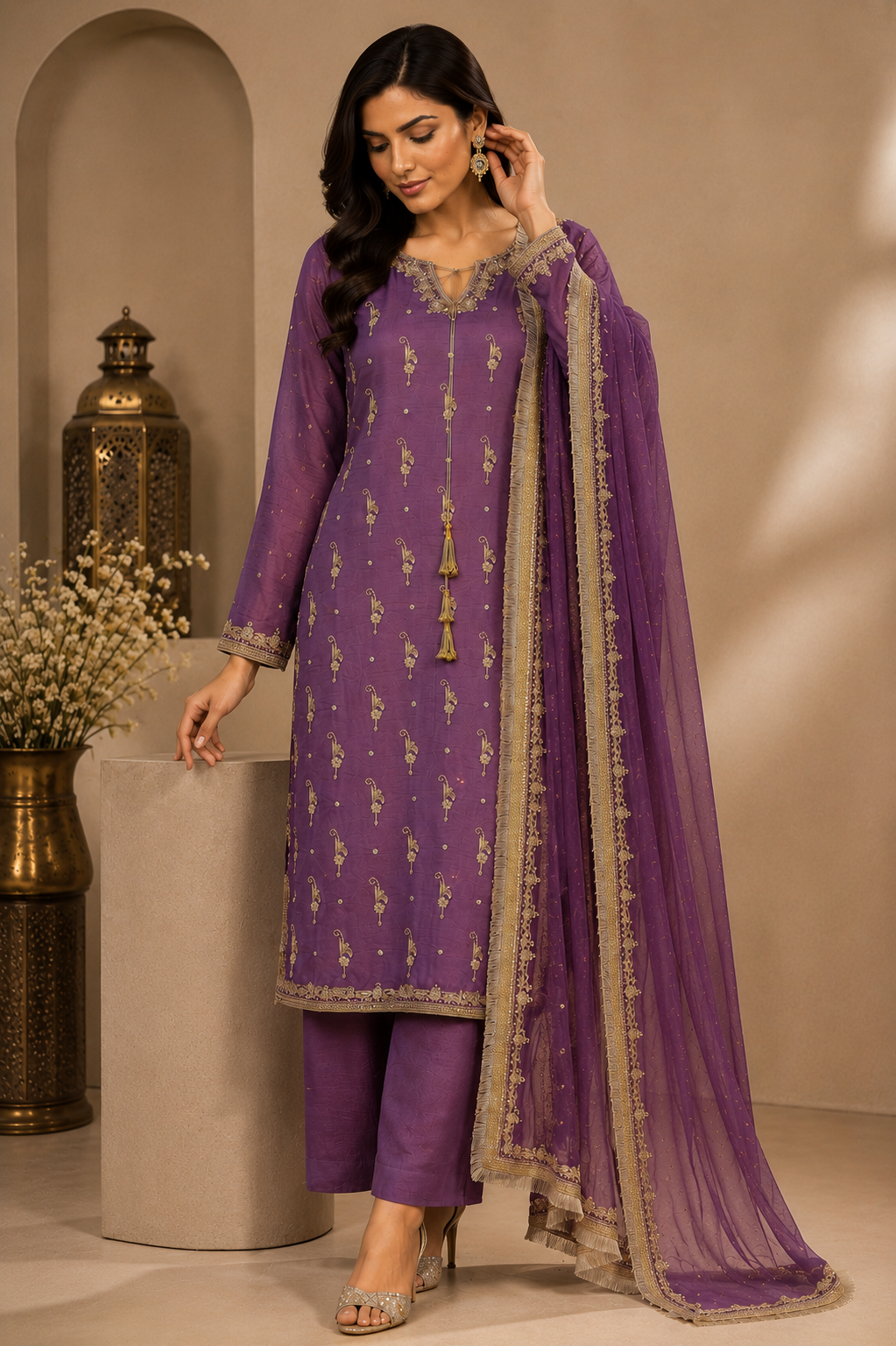 purple ladies indian party wear dress