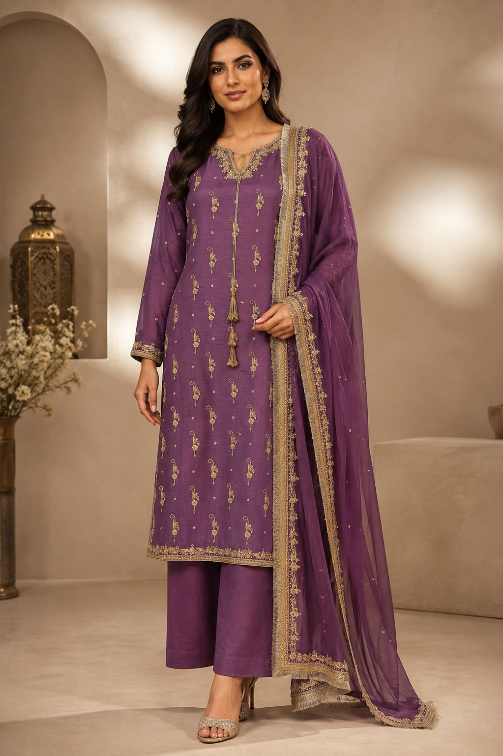 purple ladies indian party wear dress