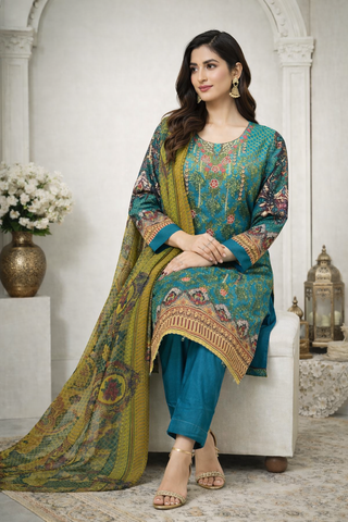 teal ladies womens lawn trouser suit