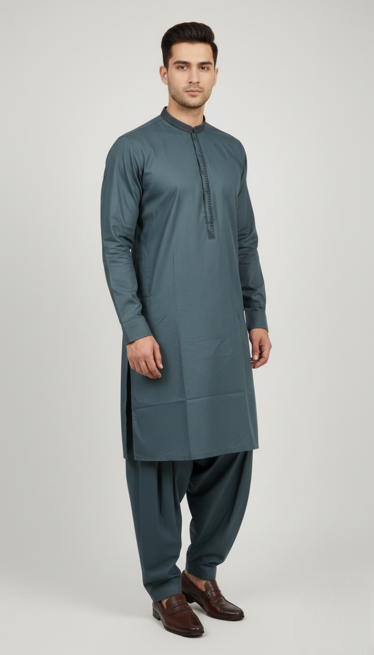 Mens Casual Embroidered Salwar Kameez