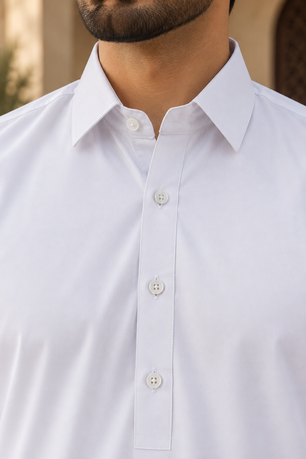 Men’s White Salwar Kameez with Collar