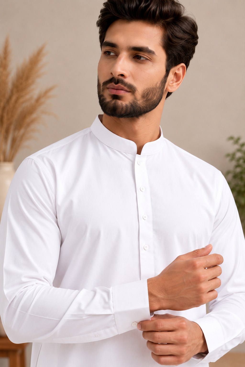 Men’s White Shalwar Kameez with Trouser Pants