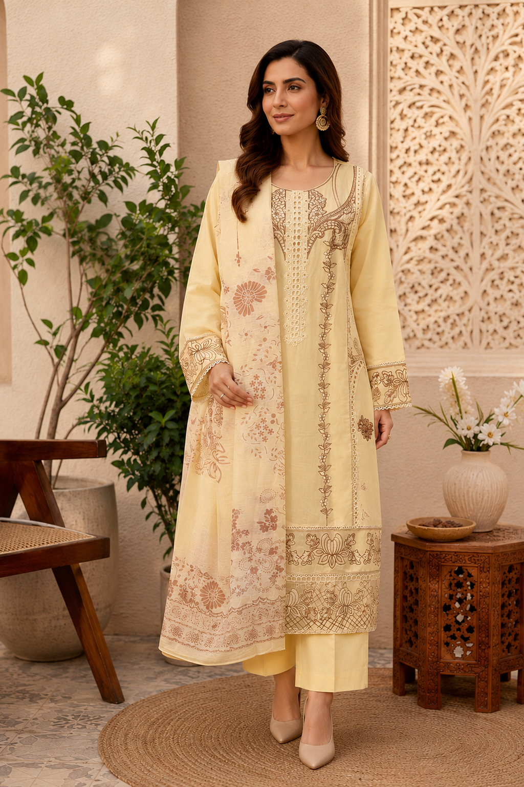 Yellow ladies pakistani palazzo pants salwar trouser suit UK