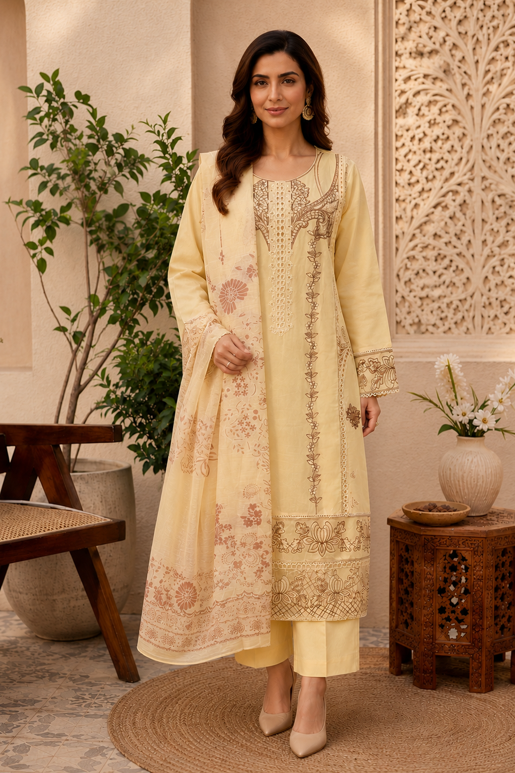 Yellow ladies pakistani palazzo pants salwar trouser suit UK