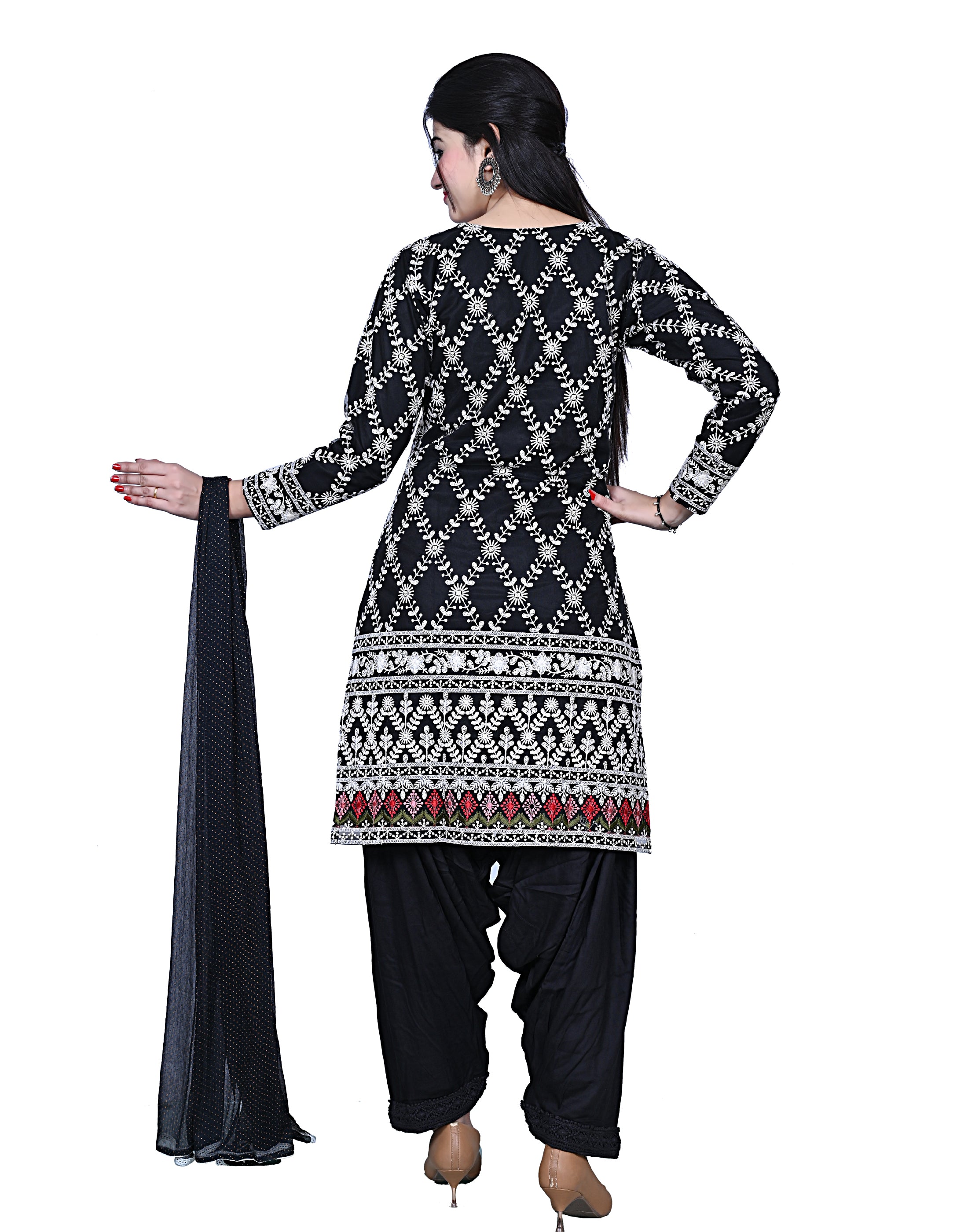 Ladies Black Thread Embroidery Salwar Suit