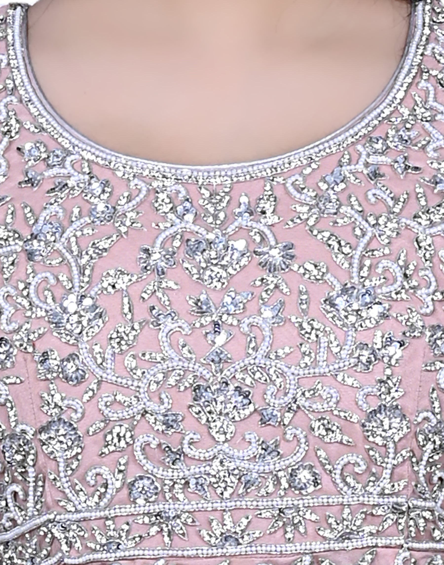 Dusty Pink Embroidered Party Wear Lengha With Peplum Shirt