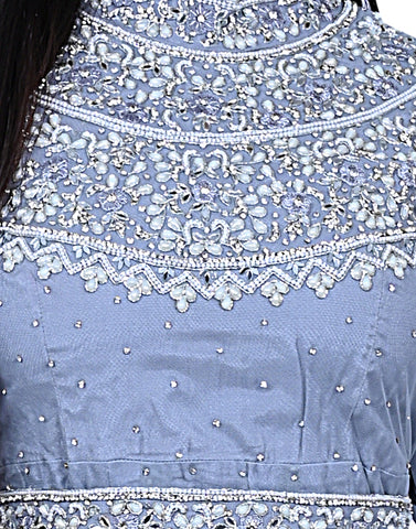 Blue Embroidered Shirt With Sharara & Waist Belt