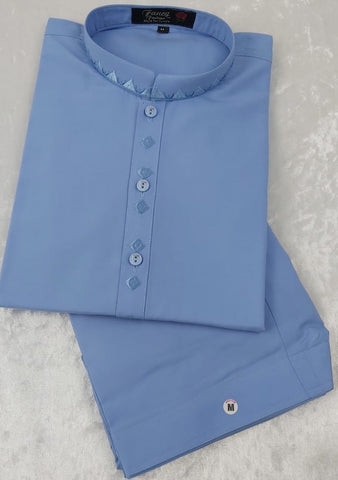 Mens Sky Blue Colour Casual Salwar Kameez