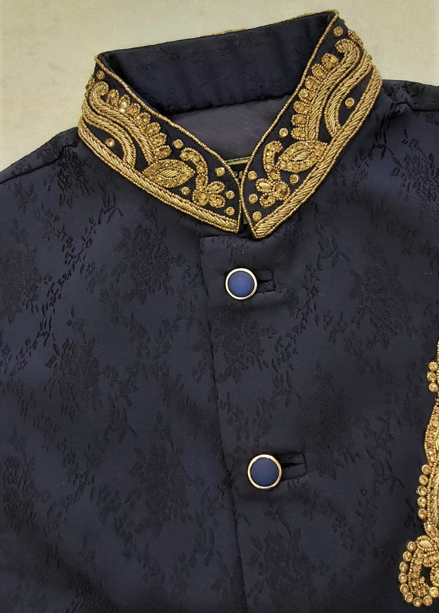Men's Navy Blue Embroidery Waistcoat