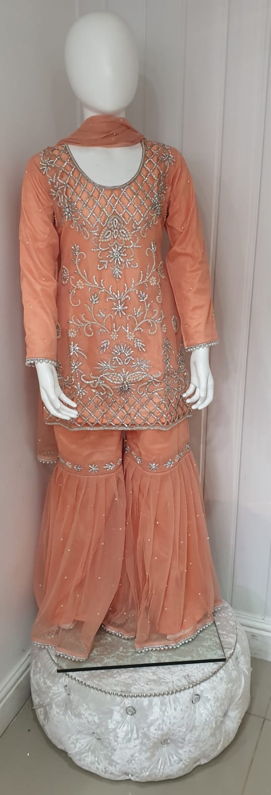 peach Gharara Girls Outfit