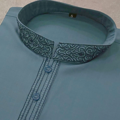 Mens Casual Embroidered Salwar Kameez In Teal Colour