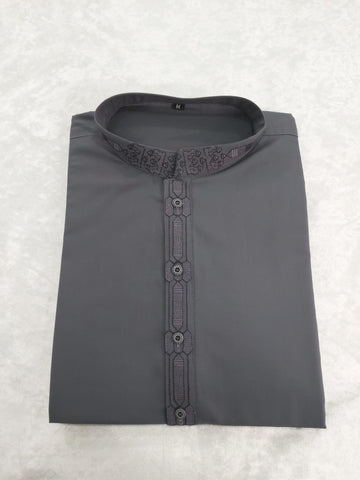 Mens Casual Salwar Kameez In Charcoal Colour