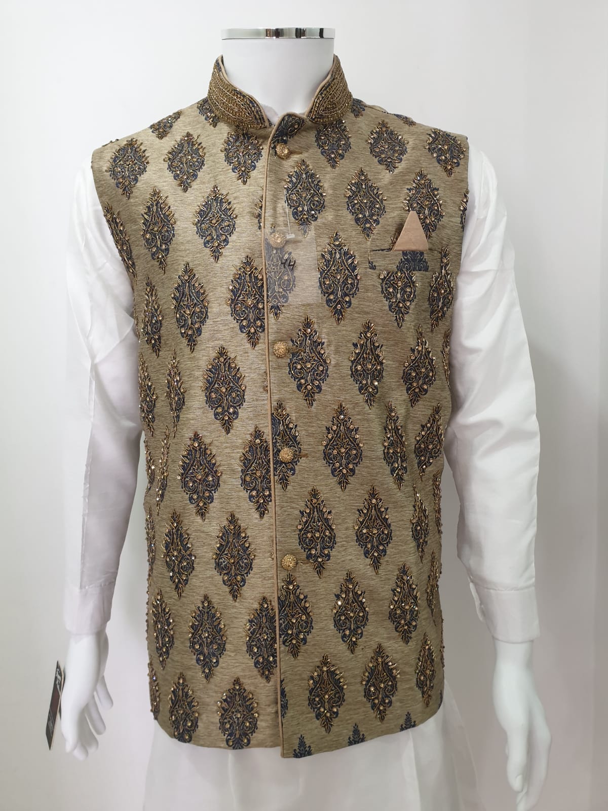 Light Green Fully Embroidered Waistcoat