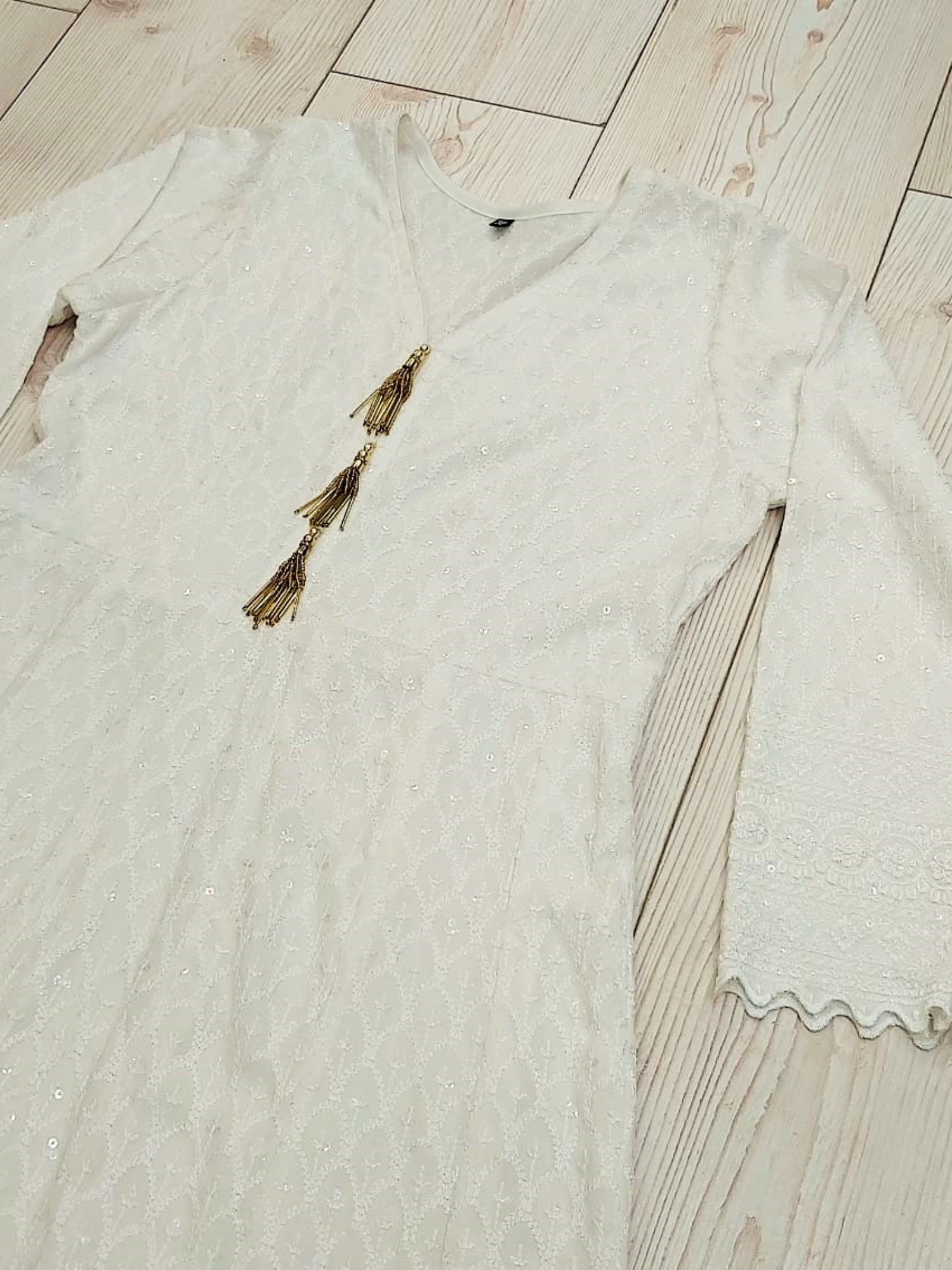 White Embroidered Rayon Fabric Ladies Long Dress