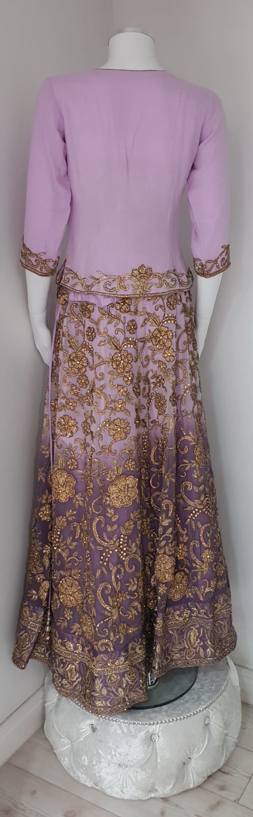 Purple wedding langha with gold embroidery