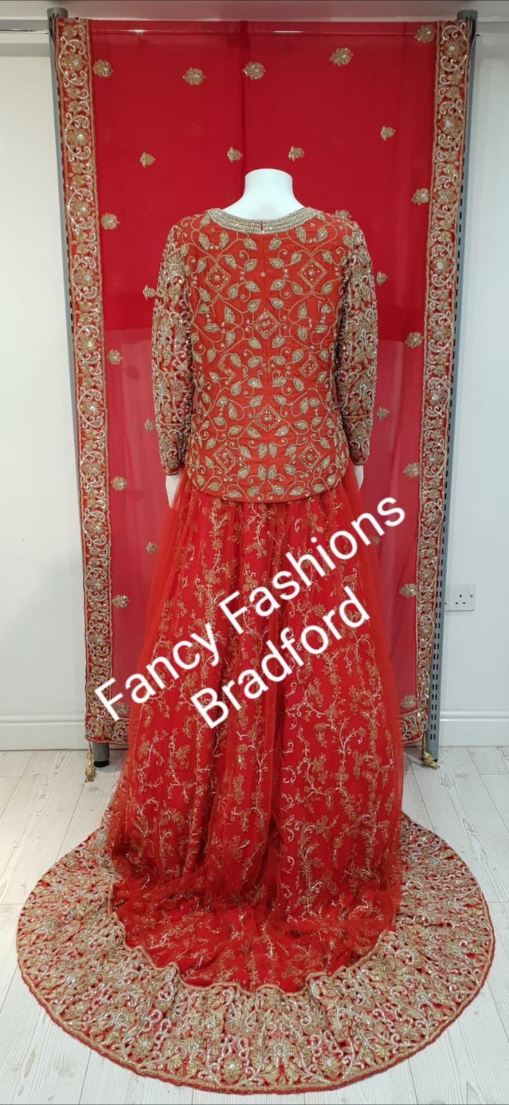 Traditional Red Embroidered Bridal Lengha