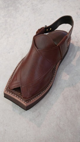 Brown Men's Leather Peshawari Chappal